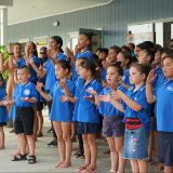 Children perform for the Māori Agricultural College historical marker unveiling celebration in Bridge Pa, New Zealand.   November 2020.