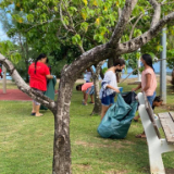 Children-and-friends-of-the-Bora-Bora-Stake,-Faanui-Ward,-clean-their-neighborhood-park.-French-Polynesia,-February-2022