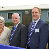 Left to right: Elder Ian S. Ardern; Tina and Lindsay Dil; Jared Feller; and Elder Kazuhiko Yamashita at an event to unveil a Māori Agricultural College (MAC) historical marker in  Bridge Pa, New Zealand on 21 November 2020.