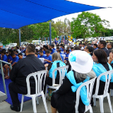 Children of the Bridge Pa school, the choir, and members of the local community, celebrate the placement of a historical marker for the Māori Agricultural College.  New Zealand, November 2020.