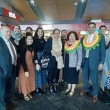 New Zealand Wellington Mission leaders, President Newman N. Soloai and Luisa Kava Kavea ‘Etuate, say goodbye to some of their missionaries prior to returning home to Auckland.  July 2020.