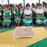 Students and teachers from Koulo Middle School on the Tongan island of Ha'apai.
