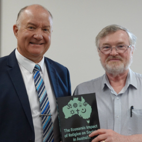Professor A. Keith Thompson and Rev. Professor Philip Hughes at the February 2024 Melbourne launch of 