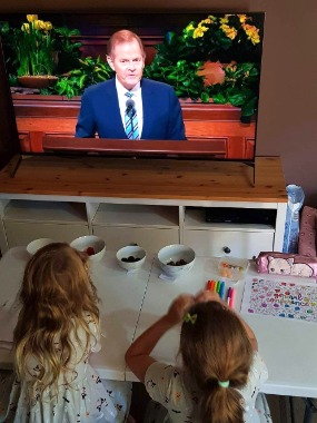Children enjoy watching General Conference in Australia. April 2023.
