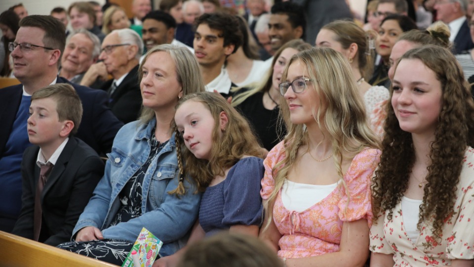 Attendees at a devotional in Adelaide, Australia on 23 May 2023.