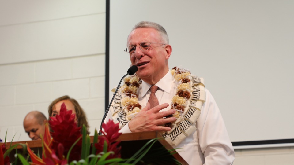 Elder Ulisses Soares of the Quorum of the Twelve Apostles of The Church of Jesus Christ of Latter-day Saints speaks to young people at a devotional in Nadi, Fiji on 16 March 2023.