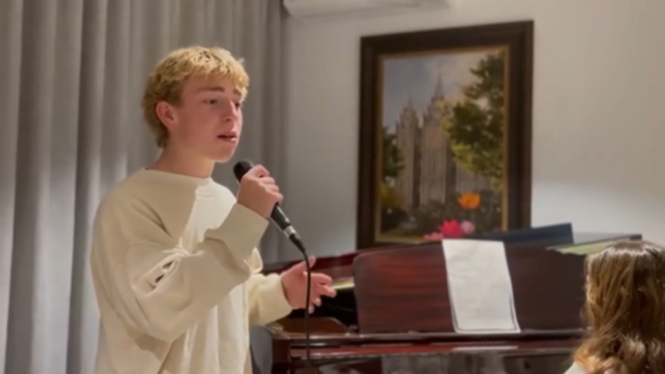 John Standley, 15, from Western Australia, sings 