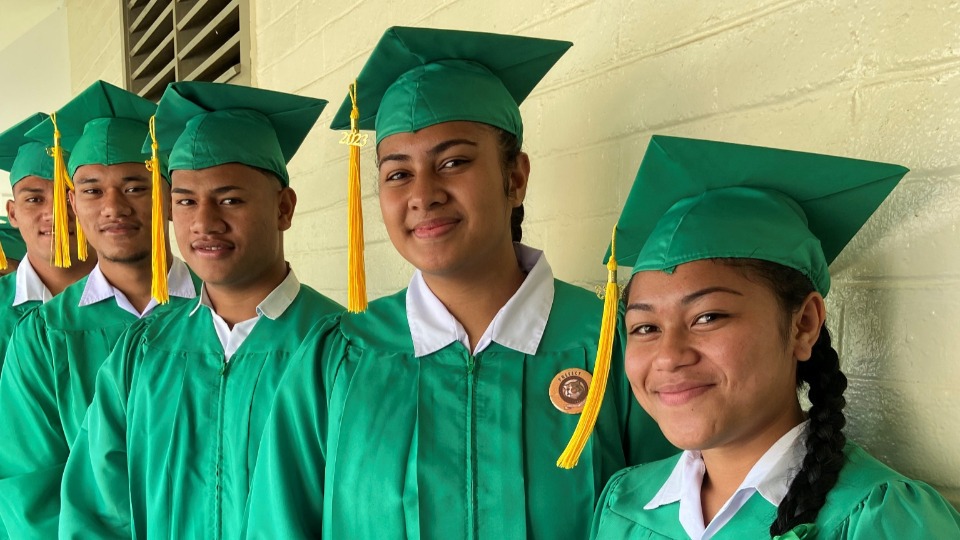 Graduates at Saineha High School on the Tongan island of Vava'u. 8 November 2023.