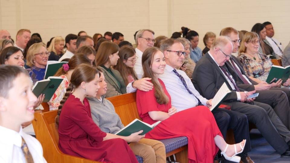 Members-and-friends-of-The-Church-of-Jesus-Christ-of-Latter-day-Saints-worship-at-the-Sunset-Road,-Auckland-meetinghouse-on-12-March-2023.