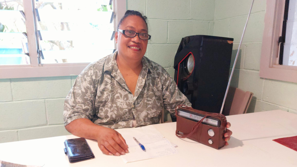 Valenitaine-Satuala-of-the-Kahoua-Ward,-Nukualofa,-Tonga,-listens-to-General-Conference-live-on-the-radio.-October-2021-