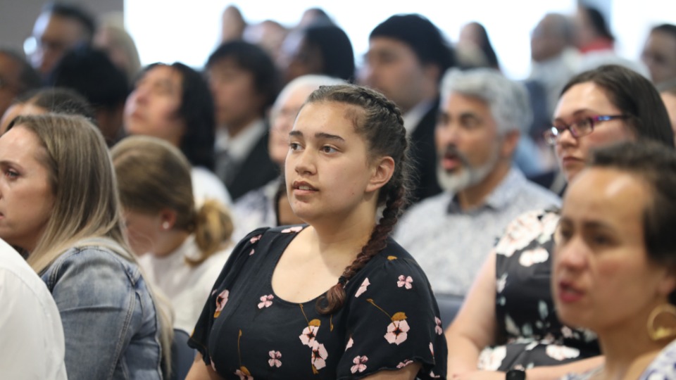 Attendees at a devotional in Wellington, New Zealand on 6 November 2022.