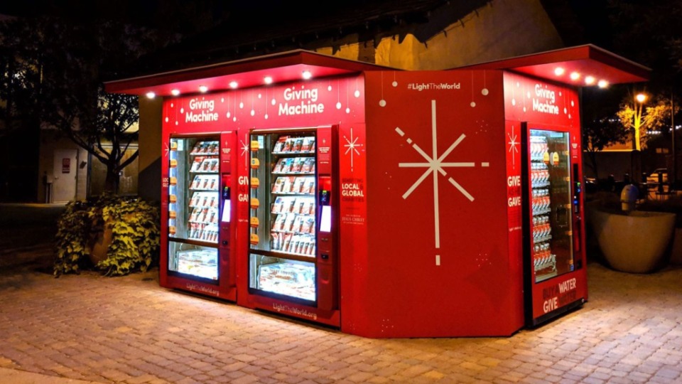 'Light the World' giving machines enable people to donate to a local, national or international charity during the Christmas season.