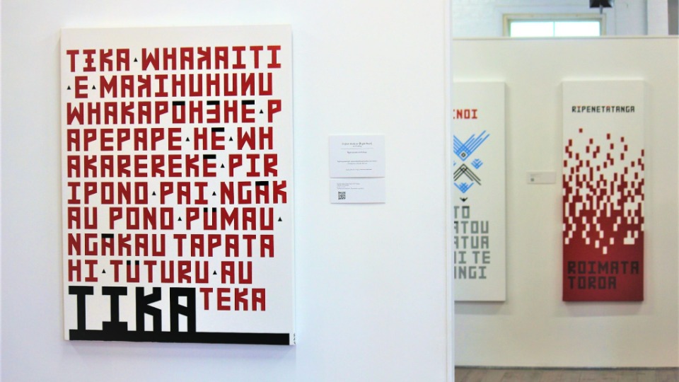 One-painting-in-the-exhibition-is-titled-The-Teka-Tika-Continuum-which-portrays-the-relationship-between-lies-disguising-themselves-as-truth,-and-how-integrity-can-sometimes-be-a-lonely-road.-New-Zealand,-December-2021