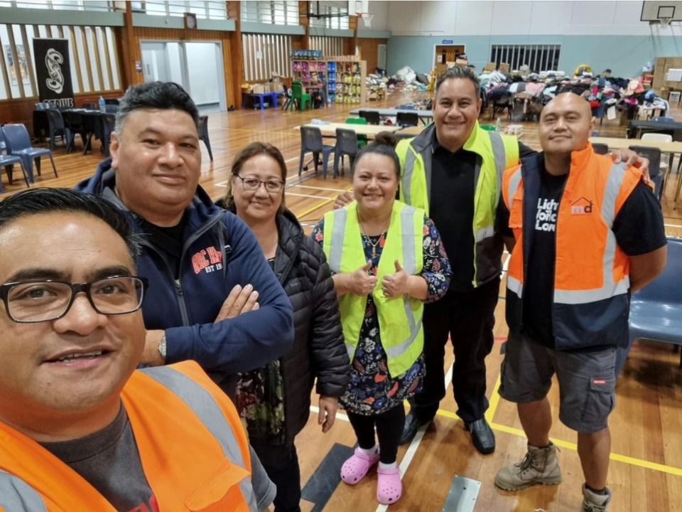 Volunteers at the Mangere Civil Defence Centre in Auckland, New Zealand. 31 January 2023.