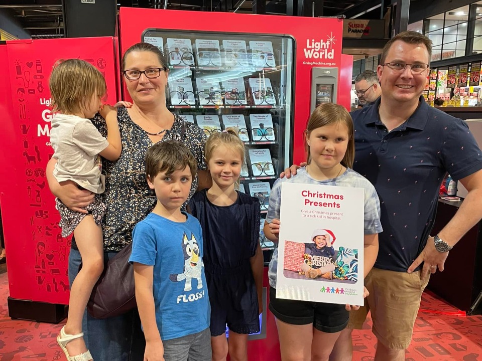 A family donated to the Brisbane Giving Machine to help sick kids at Christmastime.