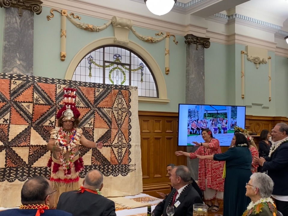 Aupito William Sio farewell's friends and colleagues at New Zealand's Parliament building on Tuesday, 22 August 2023.