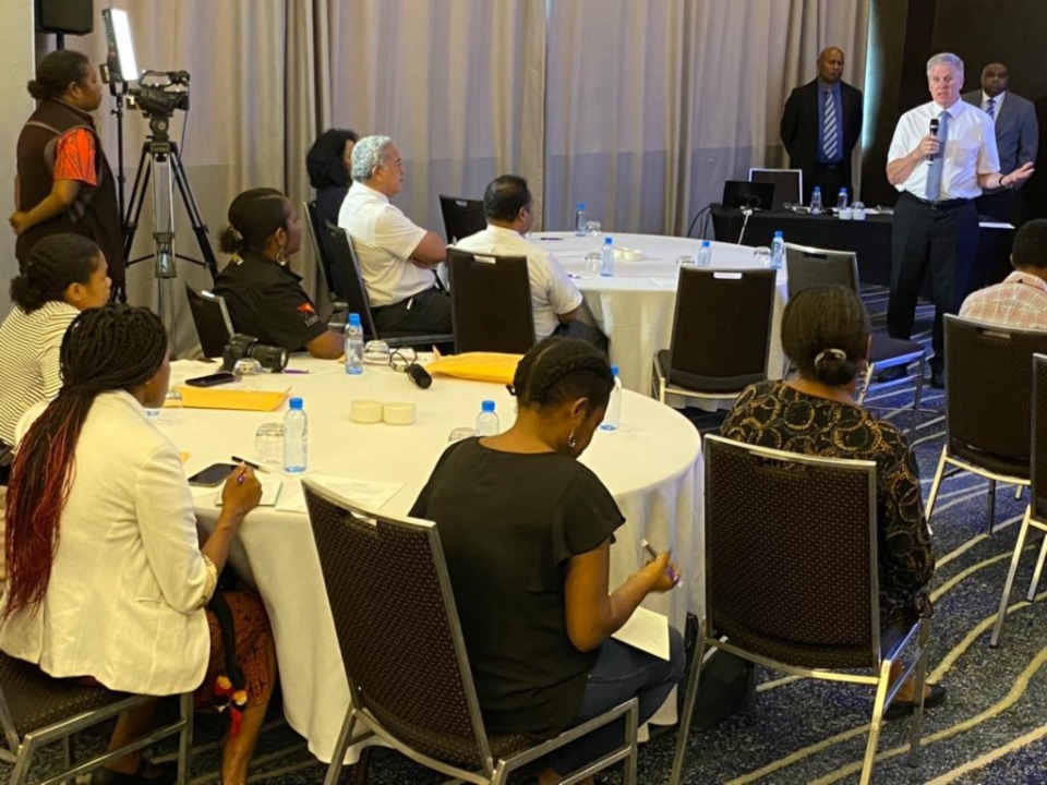 Jeff Cummings, Church Communication Director for Papua New Guinea and Australia, talks to Port Moresby journalists about the upcoming construction of the Port Moresby Papua New Guinea Temple of The Church of Jesus Christ of Latter-day Saints.