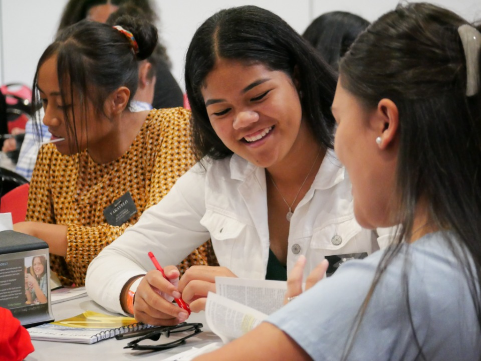 Young people attend a 