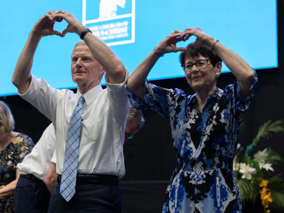 Elder and Sister Bednar express their love for the saints in Solmon Islands
